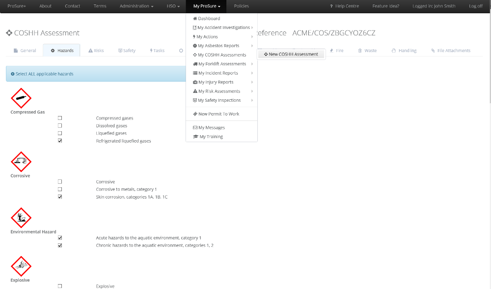 ProSure+ COSHH Assessment